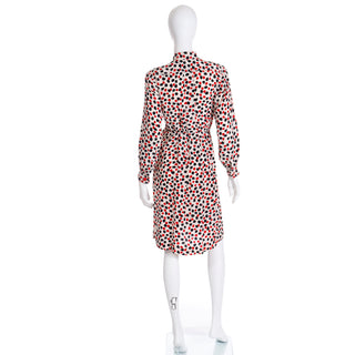 1980s Yves Saint Laurent Vintage SIlk Splatter Polka Dot Dress
