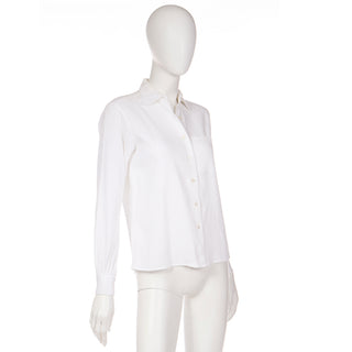 YSL1970s Yves Saint Laurent White Textured Cotton Blouse