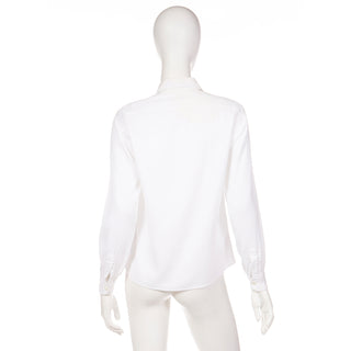 YSL 1970s Yves Saint Laurent White Textured Cotton Blouse Size S