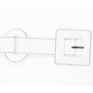 Yves Saint Laurent White Leather Vintage Belt With Unique Loops
