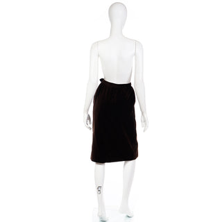 Vintage 1980s YSL Brown Velvet Yves Saint Laurent Slim Skirt