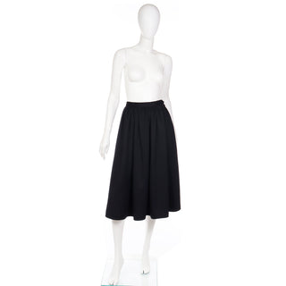 1980s Black Cashmere Wool Yves Saint Laurent Rive Gauche Full Vintage Skirt