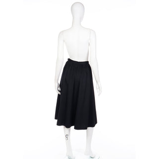 YSL 1980s Black Cashmere Wool Yves Saint Laurent Rive Gauche Vintage Skirt