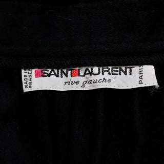 1980s Black Cashmere Wool Yves Saint Laurent Rive Gauche Vintage Skirt Made in France
