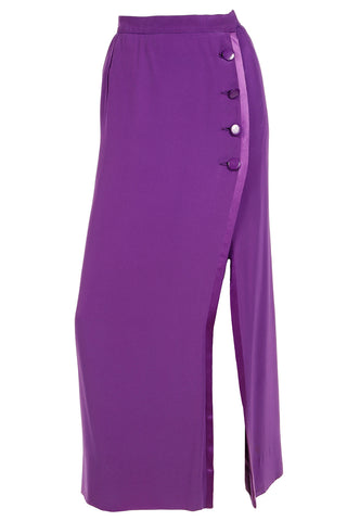 1990s Vintage Yves Saint Laurent Purple Long Evening Skirt