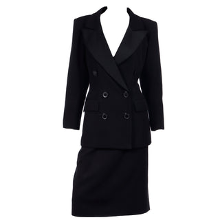 SS 1987 Yves Saint Laurent Vintage Black Wool Skirt suit