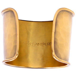 Yves Saint Laurent Vintage Hammered Gold Cuff Bracelet YSL