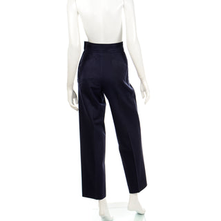 1980s Yves Saint Laurent Pants YSL Navy Blue High Waist Trousers size Small or Medium