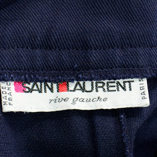 1980s Yves Saint Laurent Pants YSL Navy Blue High Waist Trousers made in France
