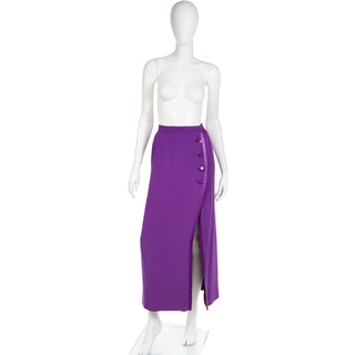 YSL 1990s Vintage Yves Saint Laurent Purple Long Evening Skirt