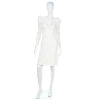 1990s Yves Saint Laurent White Jacquard Vintage YSL Dress Size Small Modig 1990s Yves Saint Laurent White Jacquard Vintage YSL Dress Size Small Modig