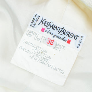 YSL cruise 1991 label on vintage white dress