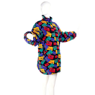 1980's multi-colored YSL LOVE puffer coat