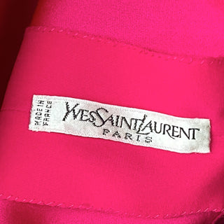 YSL Vintage Pink Silk Couture Evening Dress1990s Yves Saint Laurent Paris Haute Couture Hot Pink Evening Dress
