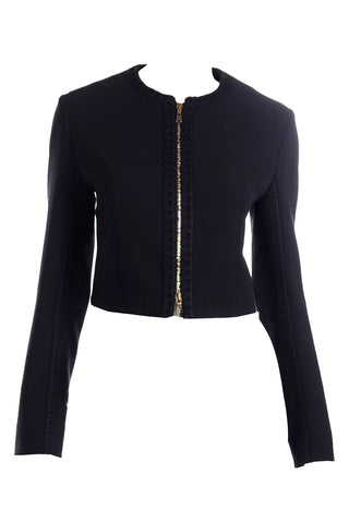 Yves Saint Laurent Black Cropped Zip Front Jacket