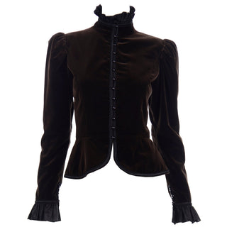 1970s Yves Saint Laurent Russian Collection Chocolate Brown Velvet Jacket YSL