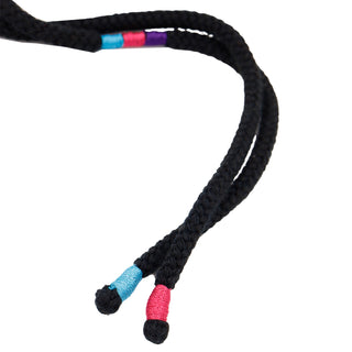 Vintage Yves Saint Laurent  Black Rope Belt W Pink & Aqua Blue Trim