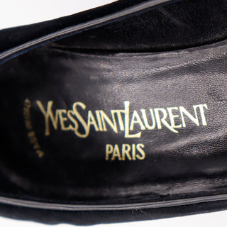 1980s YSL Vintage Black Velvet Evening Pumps Shoes Size 8 and 1/2 M