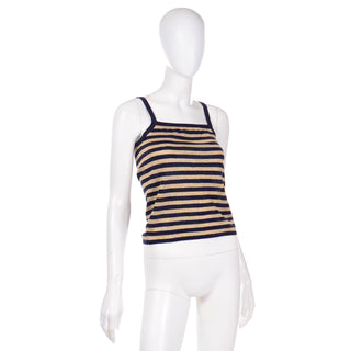 Vintage Yves Saint Laurent Gold and Black Striped Tank Top