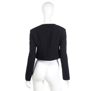 Yves Saint Laurent Black Cropped Zip Front Jacket Y2K