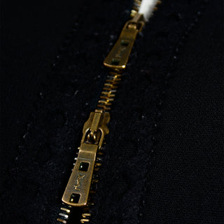 Yves Saint Laurent Black Cropped Zip Front Jacket branded YSL zipper pull