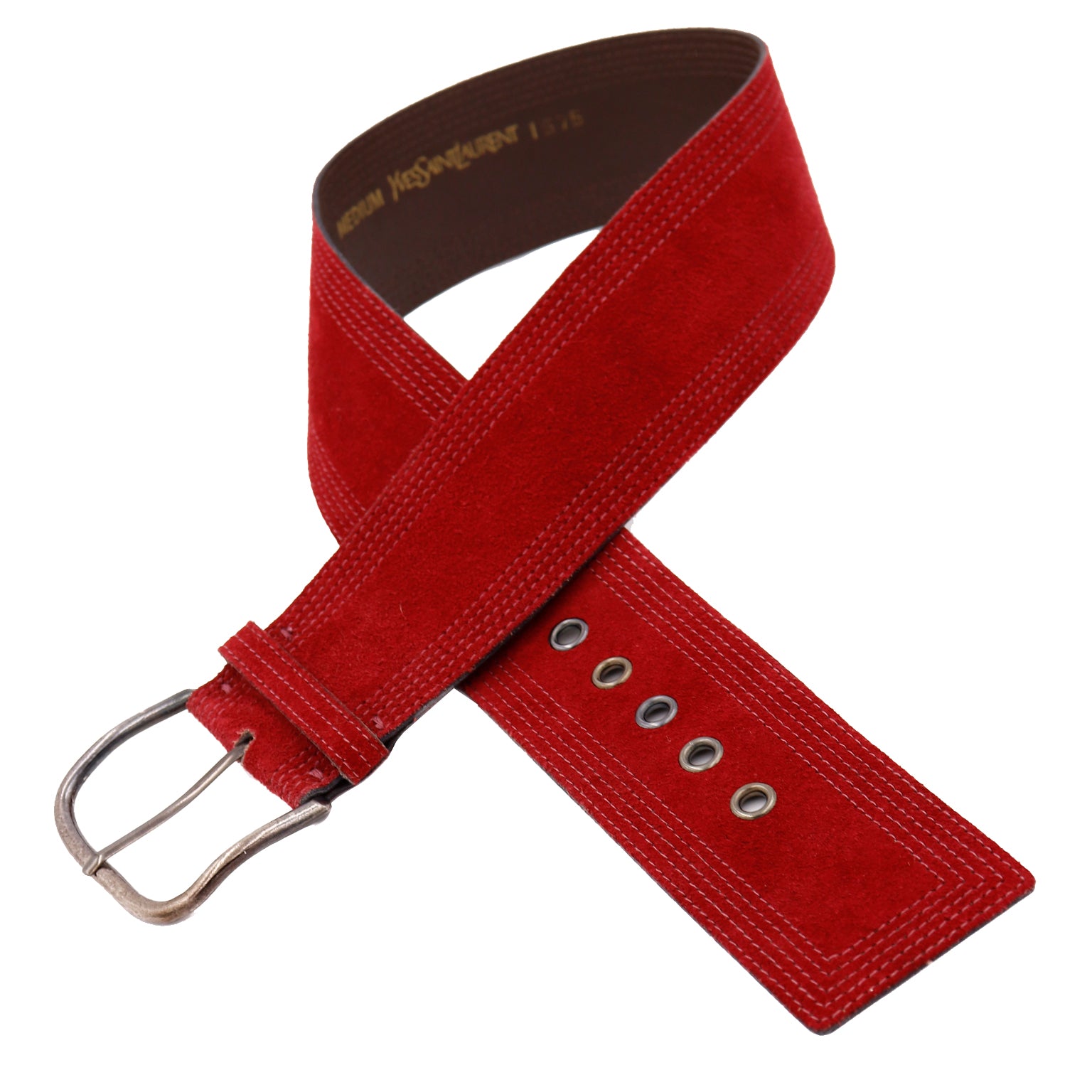 1970s YSL Vintage Burgundy Red Suede Wide Belt – Modig