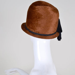 1970s Yves Saint Laurent YSL Vintage Faux Fur Cloche Hat w/ Tassels