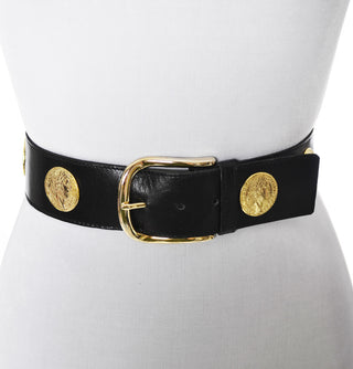 1980's YSL Vintage Gold Coin Leather Belt - Dressing Vintage