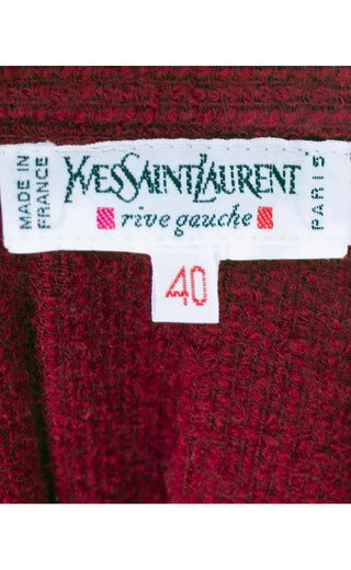Yves Saint Laurent Paris YSL Vintage Red Boucle Wool Skirt Rive Gauche1990s Yves Saint Laurent Burgundy Red Boucle Wool Pleated Skirt 