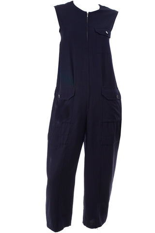 Yohji Yamamoto Navy Blue Wool Jumpsuit Sample