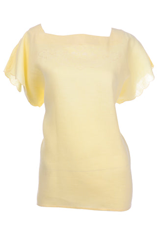 Vintage Christian Dior Yellow Top with drawnwork embroidery