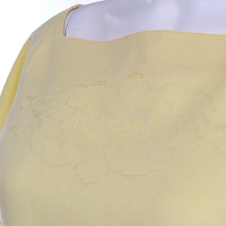 Christian Dior Separates Yellow Short Sleeve Top w Drawn Needlework