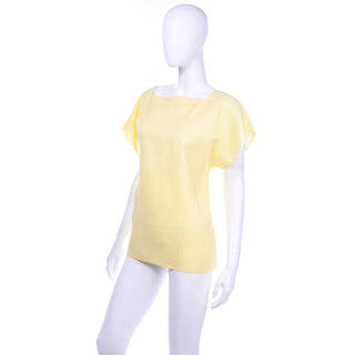 80s Vintage Christian Dior Yellow Top with drawnwork embroidery