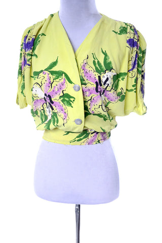 Rare Zukin California 1940s Rayon Novelty Print Tropical Floral 2 pc Vintage Dress Skirt and Top - Dressing Vintage