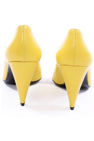 1980s Escada Yellow Vintage Shoes Peep Toe Heels  7.5AA