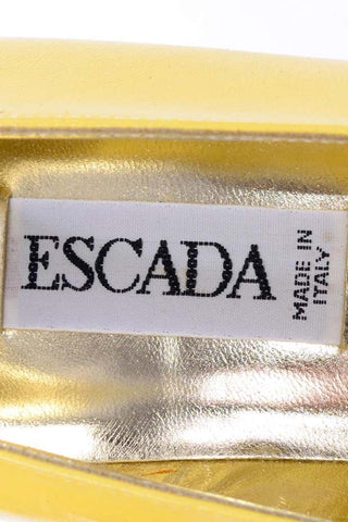 1980s Escada Yellow Vintage Shoes Peep Toe Heels Never Worn 7.5AA italy