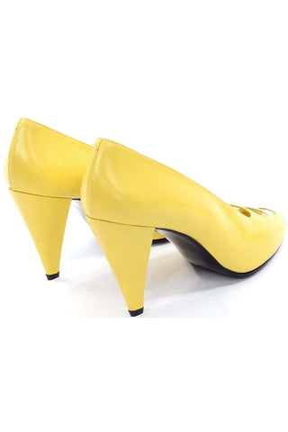 Unworn 1980s Escada Yellow Vintage Shoes Peep Toe Heels  7.5AA