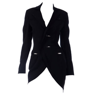 2000s Yohji Yamamoto Black Jacket w Zipper Button Holes & Pockets Tuxedo Style Japan