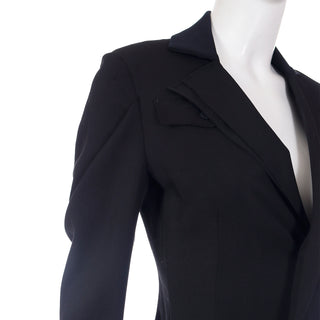 2000s Yohji Yamamoto Black Wool Tuxedo Jacket w Zipper Button Holes & Pockets