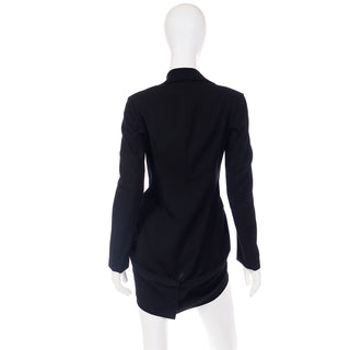 2000s Yohji Yamamoto Black Wool Jacket w Zipper Button Holes & Pockets