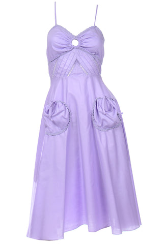 1970s Young Edwardian Vintage Purple Cotton Dress