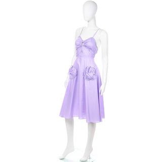 1970s Young Edwardian Vintage Purple Cotton Dress w pockets and corset tie back