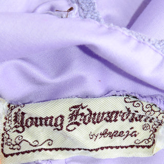 1970s Young Edwardian by Arpeja Vintage Purple Cotton Dress 