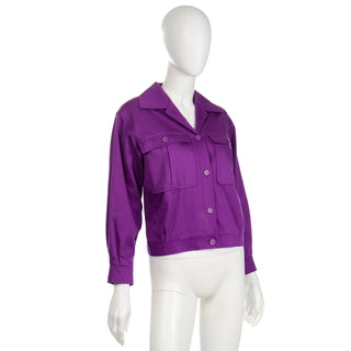Vintage YSL Yves Saint Laurent Purple Cropped Jacket with Pockets