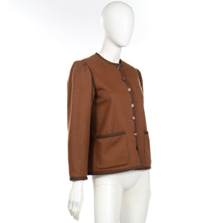 Yves Saint Laurent 1970s Vintage Brown Wool Jacket