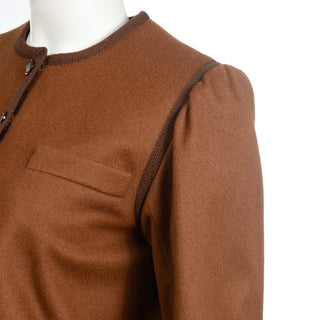 1970s  Yves Saint Laurent brown jacket braid trim