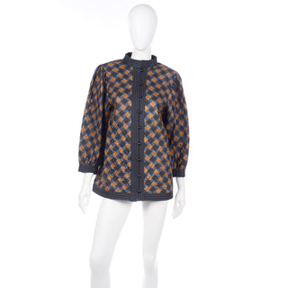 1976 Yves Saint Laurent Vintage Blue Check Jacket YSL Russian Peasant collection