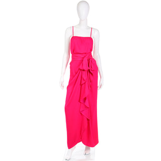 1990s Yves Saint Laurent Haute Couture Hot Pink Evening Dress YSL rare