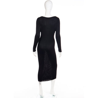 1980s Yves Saint Laurent Vintage Bodycon Black Knit Dress Modig YSL Collection