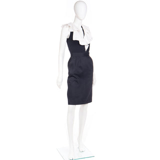 1980s Yves Saint Laurent sleeveless black and white skirt and top